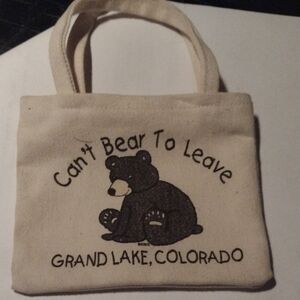 Canvas Tote Bag with Bear Print